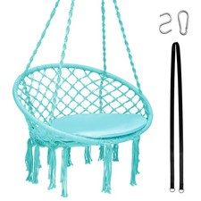 Patiojoy Hanging Hammock Chair Macrame Swing Chair with Soft Cushion for