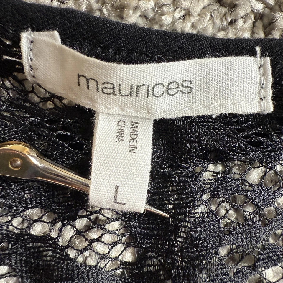 Top Maurices Mujer Grande Negro Encaje Oscuro Academia Bruja Romántico Cuentas Foto 4 de 4