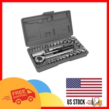Complete 40-Pc Socket Set with Ratchet and Blow-Molded Case - Chrome Vanadium