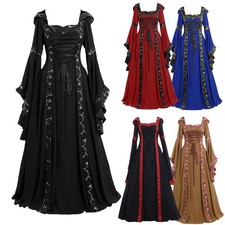 Damen Renaissance Mittelalter Halloween Kostüm Gothic Hexe Cosplay Kostüm
