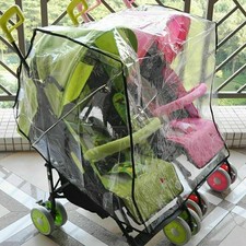 Universal Double Buggy Stroller Pushchair Rain Cover Fit Plastic Protector UK
