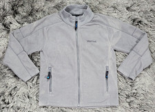Marmot Jacket Youth Medium Gray Full Zip Fleece Zip Pockets Outdoor Kids Flaw