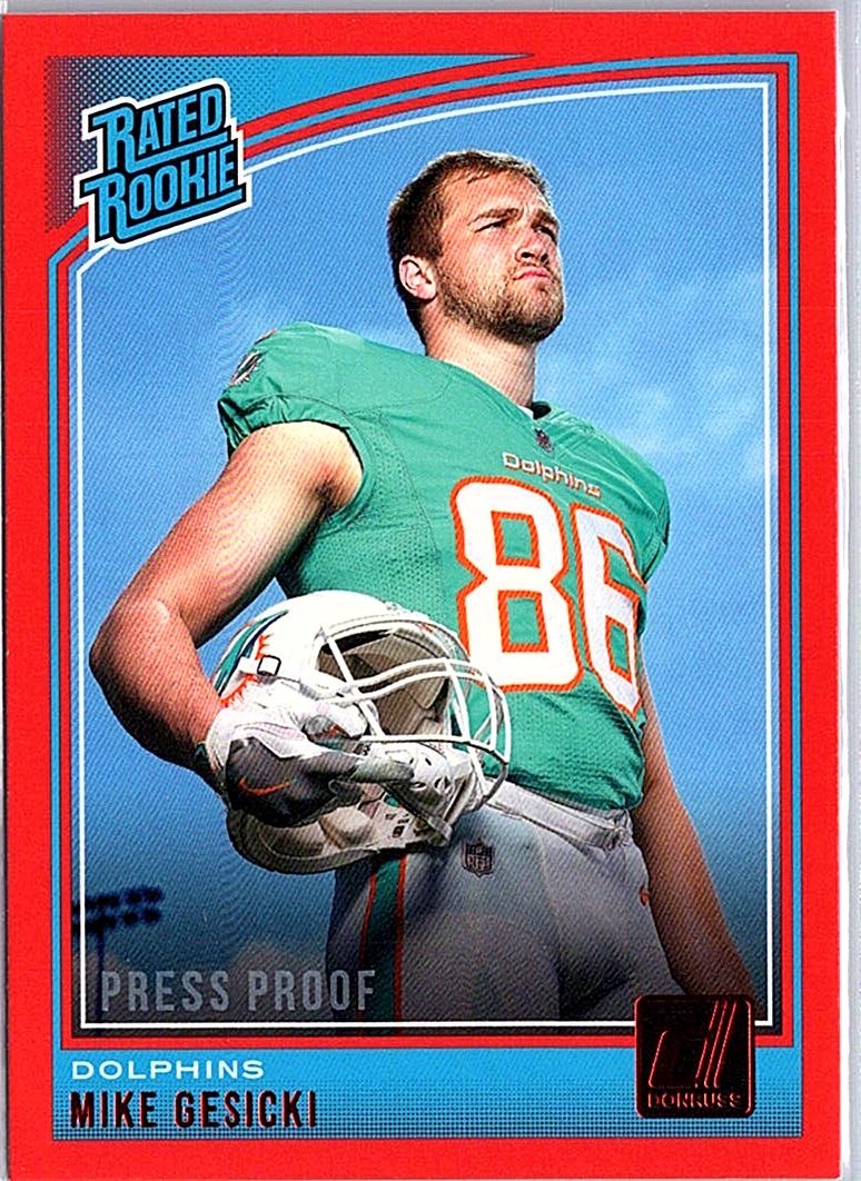 2018 Donruss #337 Mike Gesicki Press Proof Red