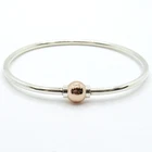 STERLING SILVER 925 14K ROSE GOLD SM STYLE CAPE COD SINGLE BALL BANGLE BRACELET