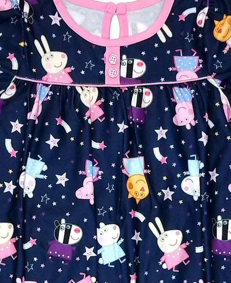 Peppa Pig and Characters Niña Azul Marino Franela Abuela Camisón, Vestido Foto 2 de 2