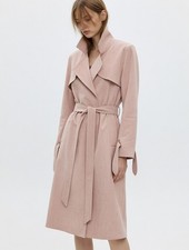 Upraise Blush Wrap Coat L Belted Long Sleeve Polyester Trench Pre-Owned