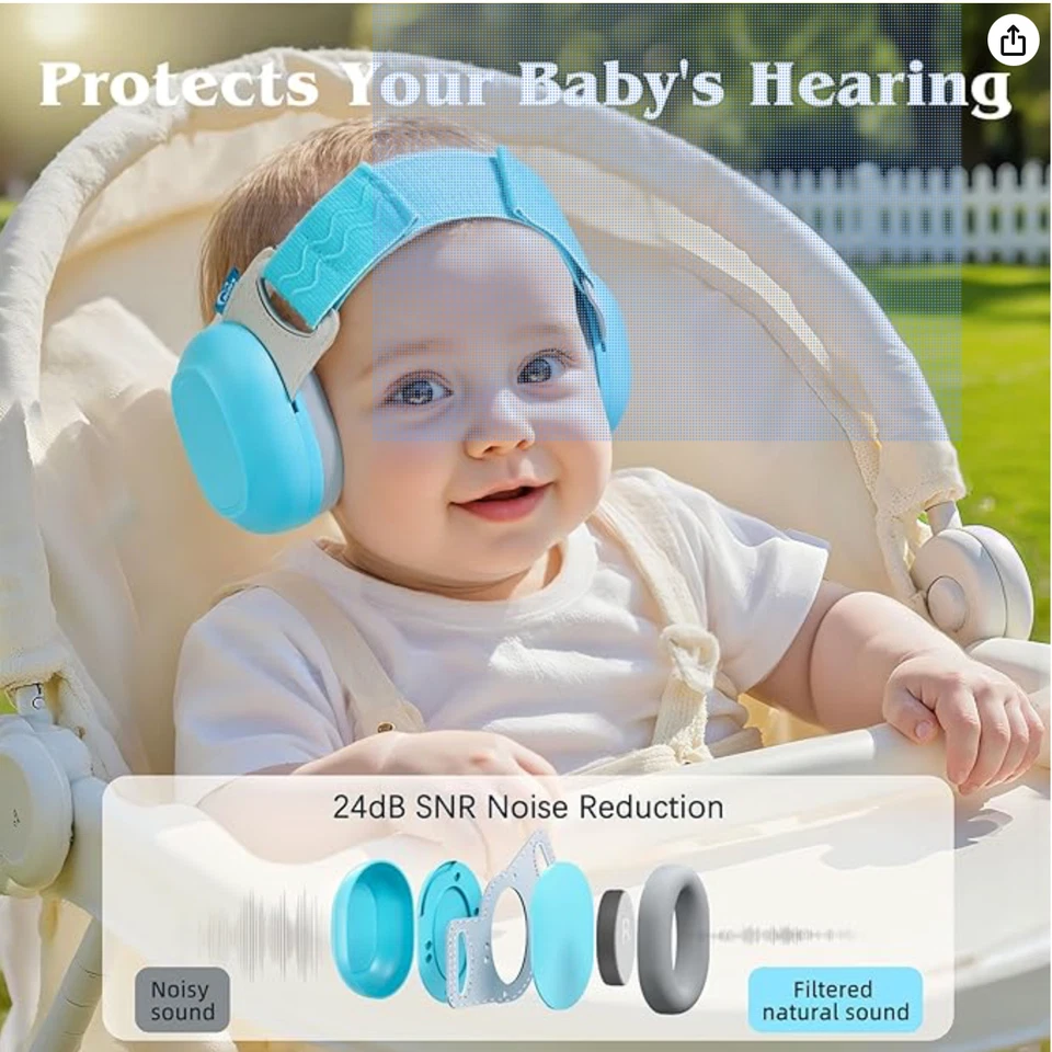Orejeras para bebé para protección contra ruido - Auriculares ligeros con cancelación de ruido 24Db Foto 2 de 4