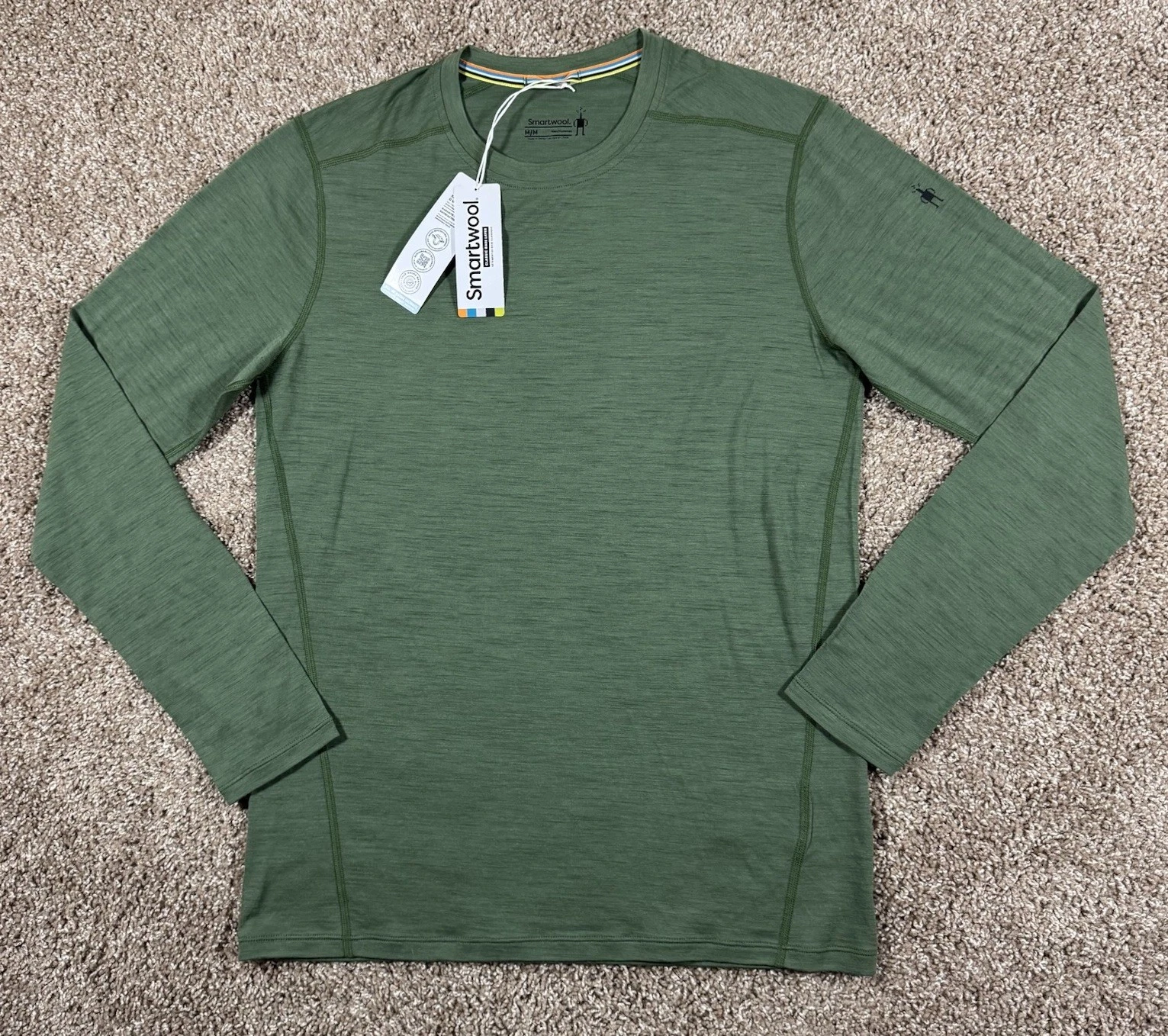 Smartwool Merino Wool Base Layer Shirt Men’s Medium M Thermal Classic Green NEW