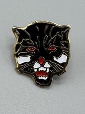 Spilla da bavero smaltata puma gatto nero vintage