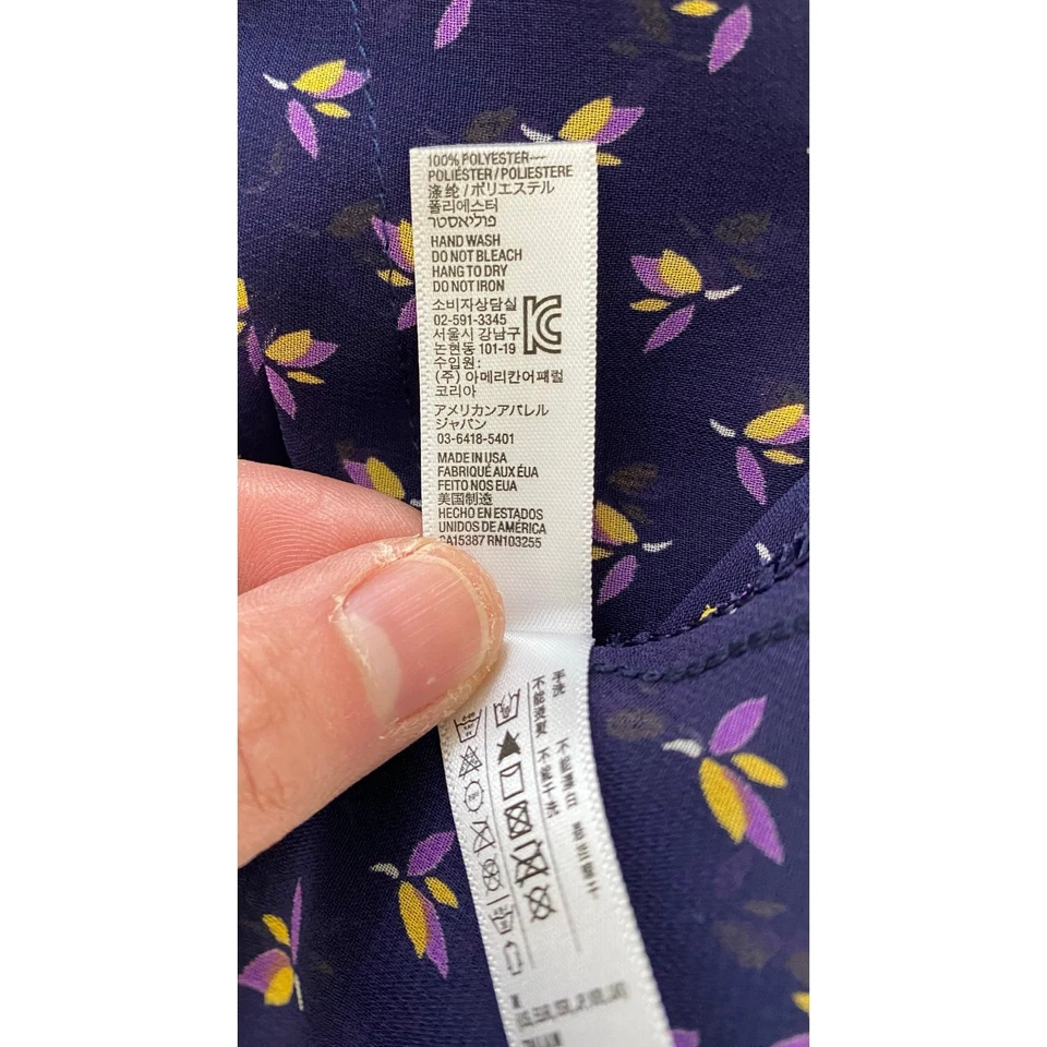 American Apparel Women's Size M Blue Pleated Layered Button Front Chiffon Skirt - Image 4 of 4