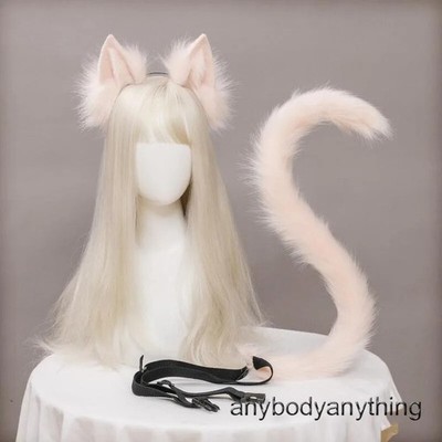 Plush Cat Ears Realistic Lolita Headband Cat Tail Cosplay Accessories Hand-made