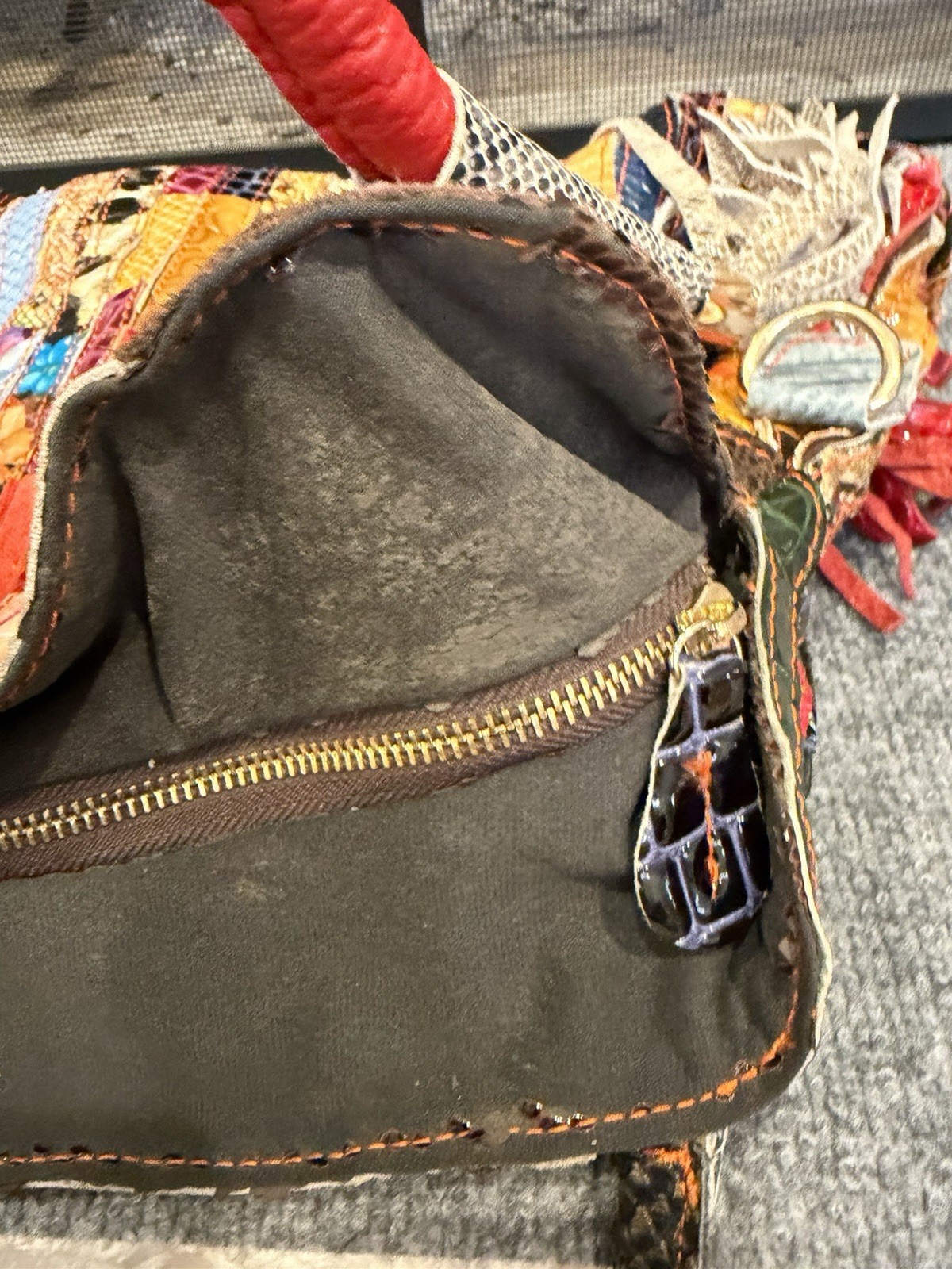 Multicolor Patchwork Patent Leather Distressed  1… - image 11