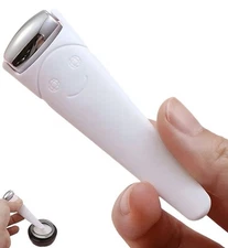 Mini Ice Roller Massage Tool for Face Eyes Cooling Dual-Ended White Silver