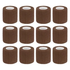 12 Rolls Adhesive Elastic Tape Bandage,2" x 5 Yards Wrap Knee Tape,Brown