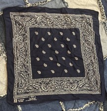 Vintage Paris Accessories Colorfast Cotton USA Blue Bandana Handkerchief Retro