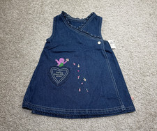 Vintage Barney Denim Dress Embroidered Toddler Size 24 Mos Baby 90s New