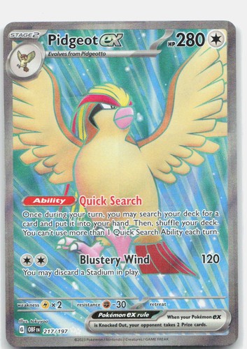 PIDGEOT EX 217/197 ULTRA RARE Obsidian Flames Pokemon NM
