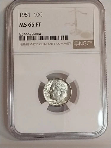1951 NGC Roosevelt Dime SILVER MS65 MINT STATE 65 MS 65 *** FT ***