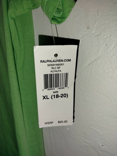 POLO RALPH LAUREN T SHIRT SHORT SLEEVE V Neck Boys Teenager XL Green - Picture 3 of 4