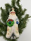 Old World Christmas Glistening Santa With Wreath Rare! Htf Retired