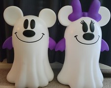 2023 Mickey  Minnie Blow Mold Set 24" Ghost Halloween Light Up Gemmy Lowes 2 ft