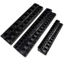 3 pcs 1/4"/3/8"/1/2" Metric Black Magnetic Socket Organizer Socket Holder Tray