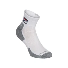 FILA Unisex Quarter Sock - White - Size Large (1 pair)