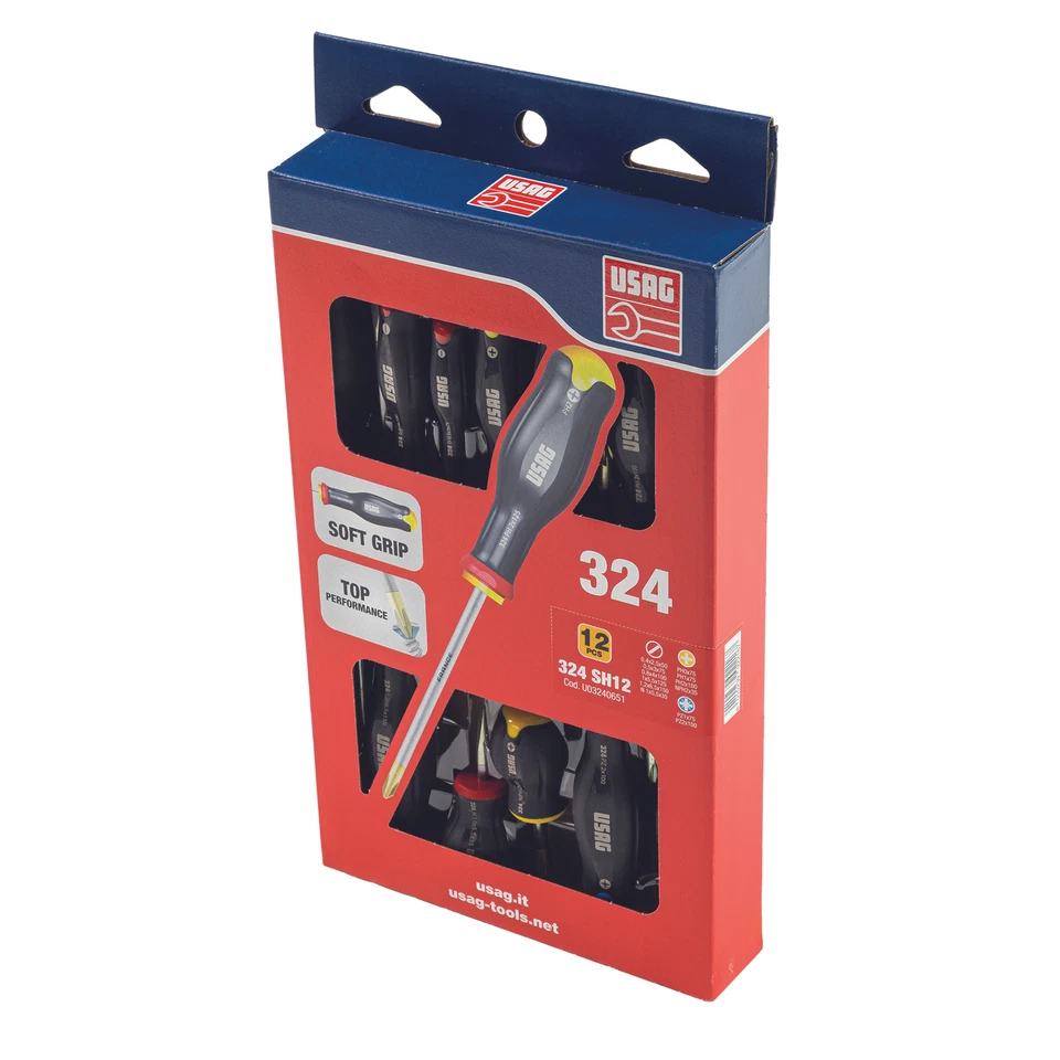 USAG 324 SH12 Kit Giraviti con Intaglio PHILLIPS, POZIDRIV e SUPADRIV - Immagine 2 di 2