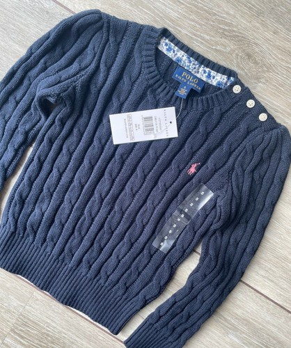 RALPH LAUREN POLO GIRL'S NAVY CABLE CN 