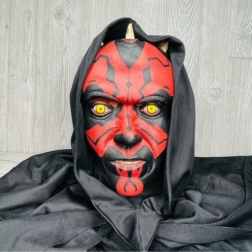 Darth maul red and black mask with long hooded vail Halloween costume cosplay OS - 第 1/7 張圖片