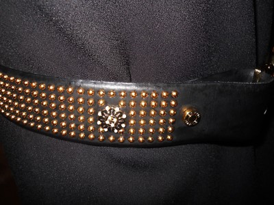 Exquisite Italian Leather St. John Belt w/Brass Studs  display picture 2