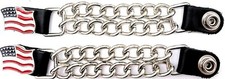2 AMERICAN FLAG DOUBLE MOTORCYCLE CHAIN BIKER MILITARY VEST EXTENDERS USA MADE