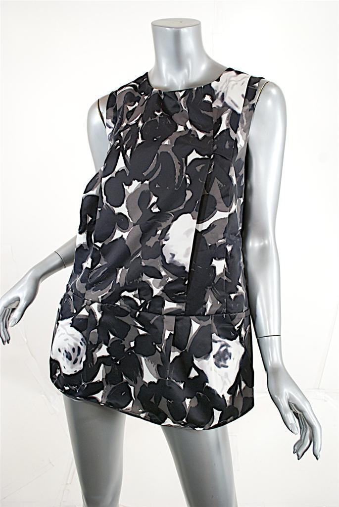 MARNI Cotton Nylon Blend Black White Grays Floral Print MARNI Cotton Nylon Blend Black White Grays Floral Print