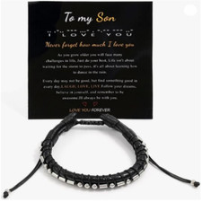 To My Son Gift for Son Bracelet Love from Mom, Dad Forever Birthday, Graduation