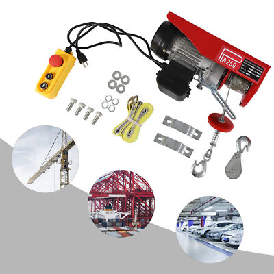 550LBS 510W Electric Hoist Winch Hoist Crane Lift 110V with Wired Remote Control