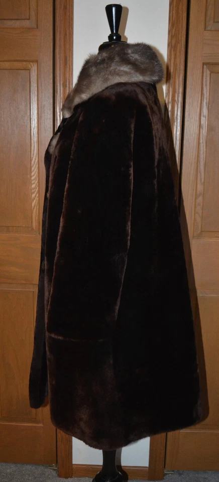 Винтажный женщин подлинный стриженный мех ягненка шерсти Тренч S/M Alysha печати окрашенный ягненок EC - Изображение 3 из 4