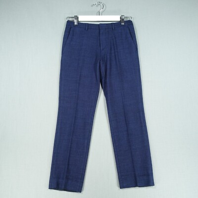 Hugo Boss Hose Herren 44 Blau Slim Hesten Wollmischung Smart Freizeit Hosenanzug