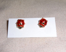 14k Yellow Gold Red Black Enamel LADY BUG Italy Earrings Pierced
