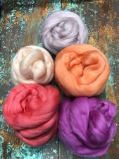 Spring Floral Color Mix Corriedale Wool Top Roving Spinning Felting 10oz Bag