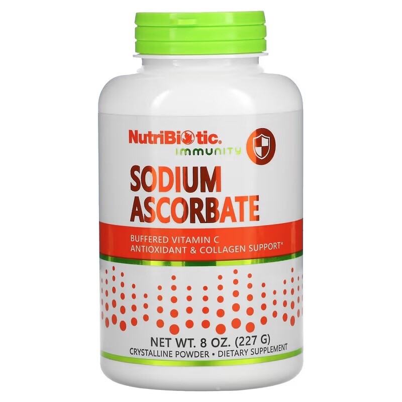 Ascorbate de sodium NutriBiotic en poudre cristalline pour l'immunité, 227 g