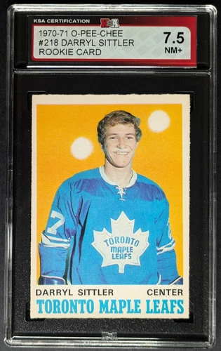1970-71 Darryl Sittler Maple Leafs O-Pee-Chee NHL Rookie Card #218 KSA 7.5 NM+