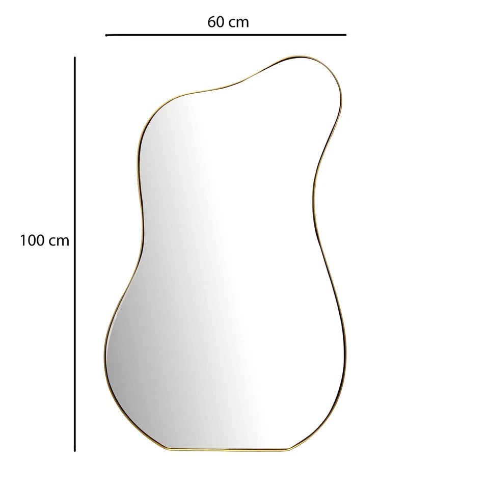 FineBuy Miroir Murale Métal 60x100 cm Miroir Mur Couloir Grand Doré Asymétrique - Photo 3/4