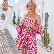 ZARA NWT SS19 MINI PRINTED DRESS WITH BELT FLORAL PUFF SLEEVES REF: 2942/564