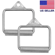 Pair of Metal D-Handle Stirrup Cable Attachments Machine Workout Fitness