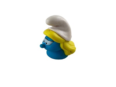 Schlumpfine   Peyo CE 11 18 Schlumpf Kopf Smurf Head Fingerpuppe Blau Blond Weiß