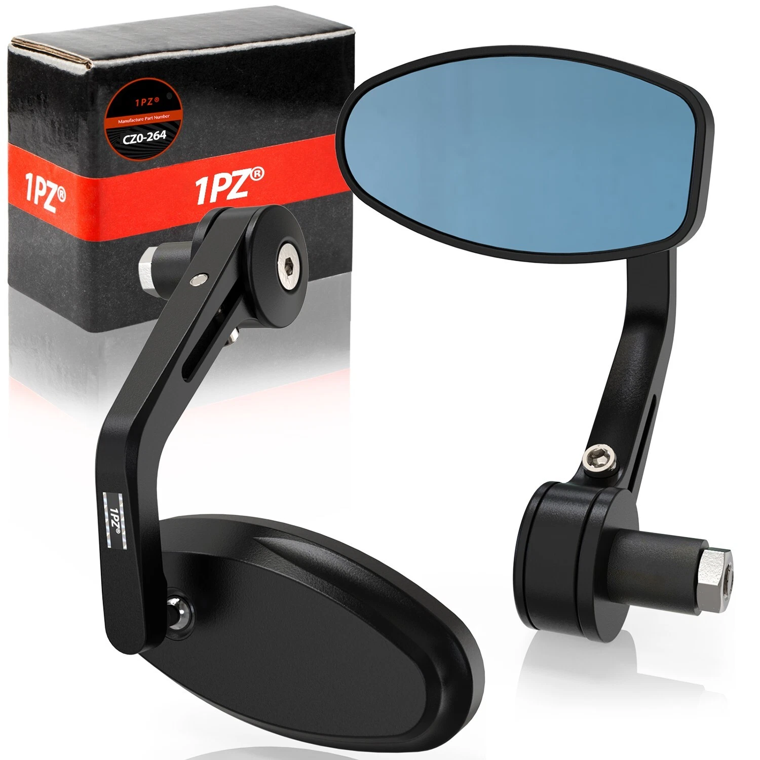 1 Pair 7/8" 22mm Motorcycle Rear View Handle Bar End Side Rearview Mirrors Black