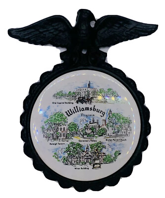 Vintage Colonial Williamsburg Trivet Souvenir Metal Wall Plaque Eagle 6  X 5 