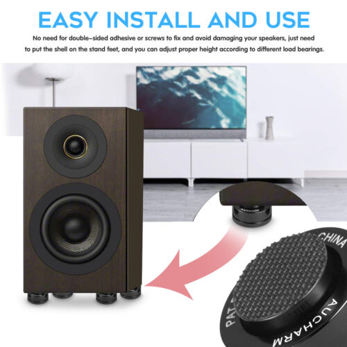 4 STCK. verstellbare Isolierung Ständer Füße Spikes + Basispad für HiFi Lautsprecher Player Amp - Bild 10 von 15