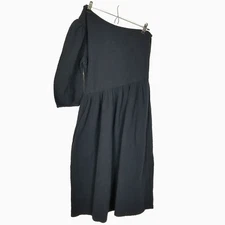 Tach Clothing Women One Shoulder  Dress Size M Black Gauzy Cotton Stable