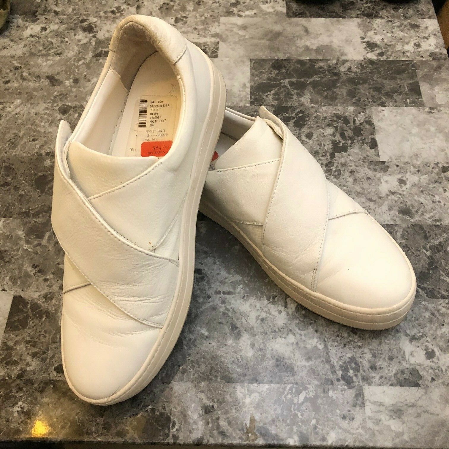 Tenis entrecruzadas para mujer Pure Navy de cuero arpía blanco talla EE. UU. 10